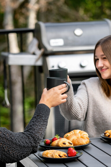 Chalet, Brunch, Nourriture, Gant, Tasse, Pain, Visage