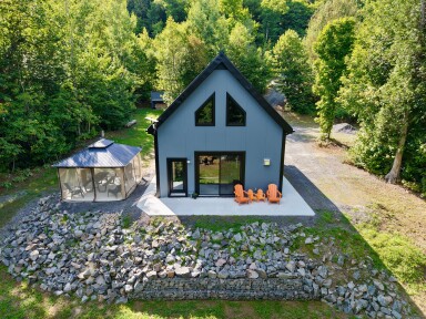 Québec, Chalet, Maison, Logement, Chaise, Jardin, Extérieur