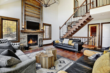 Québec, Intérieur, Salon, Design D'intérieur, Cheminée, Décoration D'intérieur, Escalier