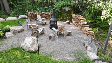 Canada, Backyard, Outdoors, Chair, Path, Tree, Walkway