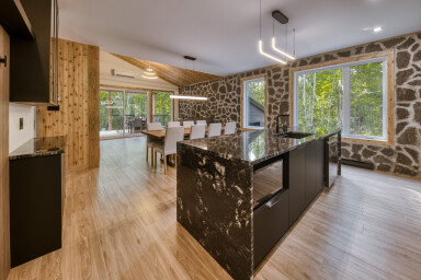 Chalet, Design D'intérieur, Plancher, Plancher, Bois, Bois Franc, Cuisine