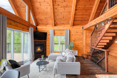 Canada, Intérieur, Design D'intérieur, Bois, Salon, Bois Franc, Cheminée