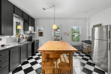 Cottage, Indoors, Interior Design, Kitchen, Floor, Refrigerator, Sink Faucet