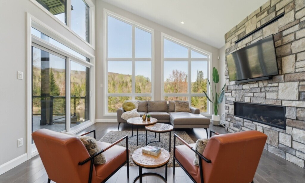 Nature,, Living Room, French Window, Window, Table, Couch, Interior Design