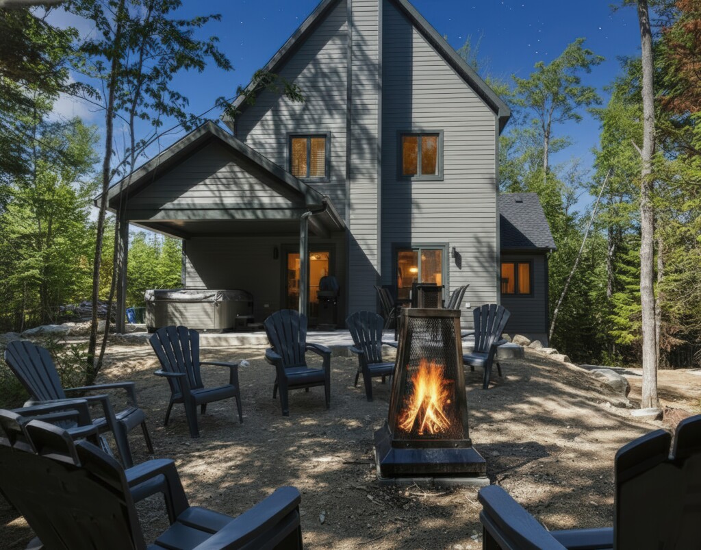 Nature,, Chair, Housing, Scenery, Backyard, House, Fireplace