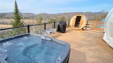 Québec, Baignoire, Bain À Remous, Extérieur, Paysage, Design D'intérieur, Véranda