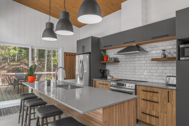 Chalet, Intérieur, Design D'intérieur, Cuisine, Réfrigérateur, Évier, Usine