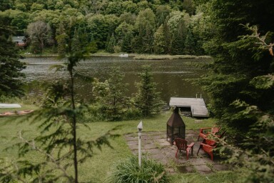 Québec, Nature, Plein Air, Paysage, Chaise, Étang, Abri