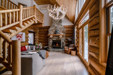 Canada, Indoors, Interior Design, Wood, Living Room, Hardwood, Fireplace