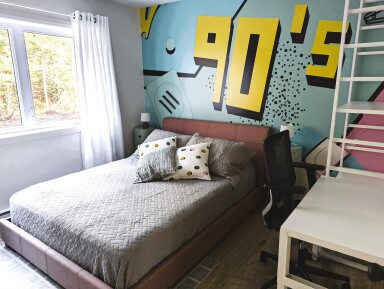 Nature,, Interior Design, Bed, Dorm Room, Furniture, Home Decor, Lamp