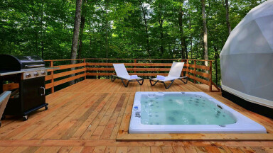 Québec, Tub, Hot Tub, Interior Design, Deck, Porch, Wood
