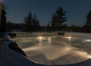 Chalet, Baignoire, Bain À Remous, Plante, Arbre