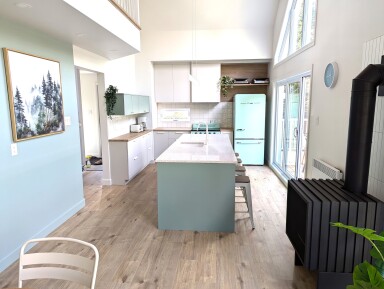 Canada, Indoors, Interior Design, Kitchen, Floor, Refrigerator, Chair