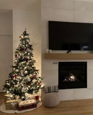 Nature,, Fireplace, Indoors, Christmas, Christmas Decorations, Festival, Christmas Tree