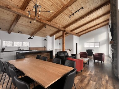 Cottage, Indoors, Interior Design, Wood, Hardwood, Stained Wood, Lamp