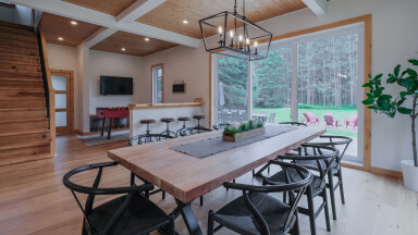 Chalet, Design D'intérieur, Salle À Manger, Table À Manger, Table, Bois, Dessus De Table
