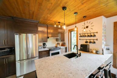 Chalet, Intérieur, Design D'intérieur, Bois, Cuisine, Réfrigérateur, Robinet D'évier