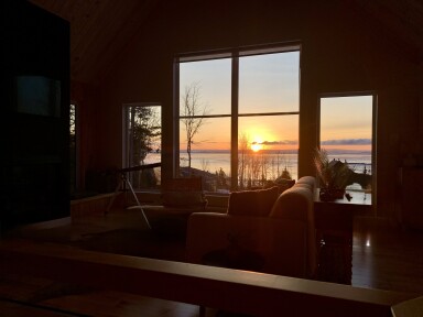 Chalet, Salon, Canapé, Plancher, Revêtement De Sol, Bois, Design D'intérieur