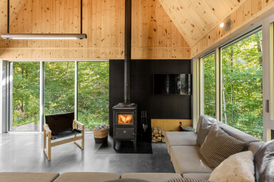 Québec, Indoors, Interior Design, Living Room, Fireplace, Wood, Home Decor