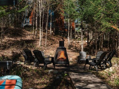 Canada, Cheminée, Intérieur, Jardin, Logement, Feu De Joie, Cabane Dans Les Bois