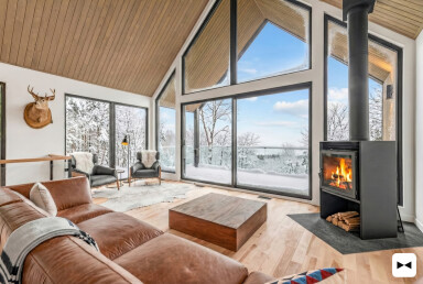 Chalet, Intérieur, Design D'intérieur, Cheminée, Salon, Canapé, Foyer