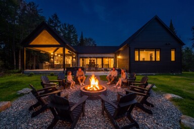Québec, Flame, Backyard, Bonfire, Housing, Person, House