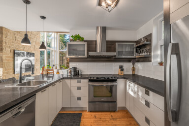 Chalet, Intérieur, Design D'intérieur, Cuisine, Lampe, Plante, Tapis