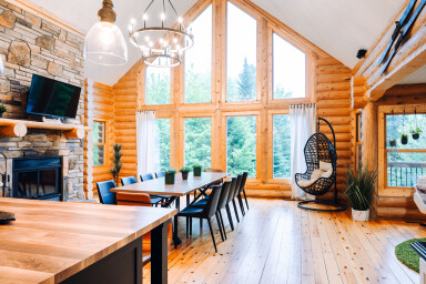 Chalet, Design D'intérieur, Bois, Bois Dur, Bois Teinté, Boîtier, Table
