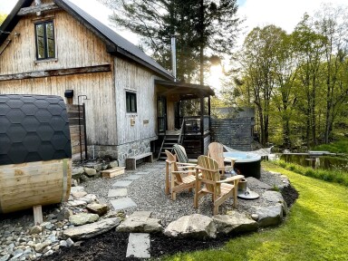 Québec, Extérieur, Paysage, Chalet, Logement, Jardin, Chaise