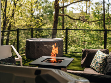 Cottage, Couch, Coffee Table, Table, Backyard, Interior Design, Tree