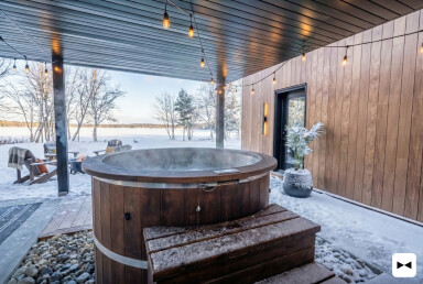 Canada, Intérieur, Design D'intérieur, Baignoire, Bain À Remous, Panneaux En Bois