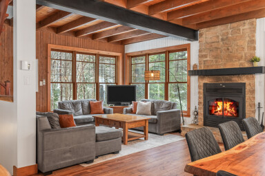 Chalet, Design D'intérieur, Cheminée, Bois, Salon, Bois Dur, Table