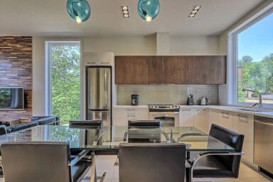 Chalet, Intérieur, Design D'intérieur, Cuisine, Chaise, Réfrigérateur, Moniteur