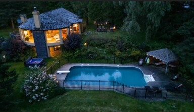 Québec, Piscine, Eau, Piscine, Extérieur, Vue Aérienne, Plante