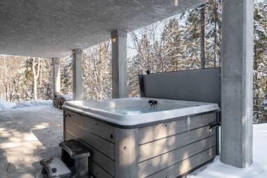 Chalet, Baignoire, Bain À Remous, Intérieur, Design D'intérieur, Baignade