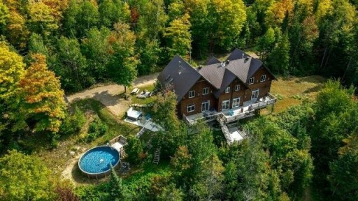 Chalet, Bâtiment, Extérieur, Zone Boisée, Piscine, Vue Aérienne