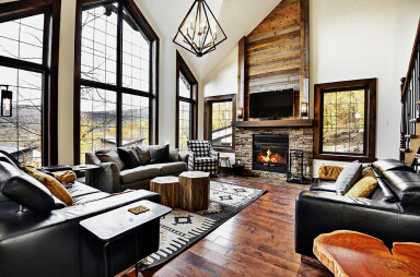 Chalet, Design D'intérieur, Décoration D'intérieur, Salon, Cheminée, Canapé, Table