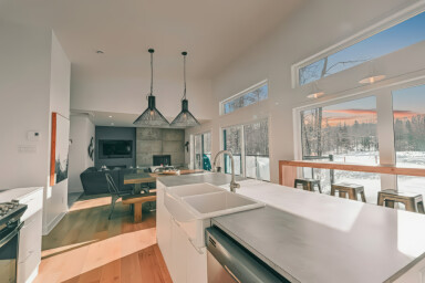 Chalet, Intérieur, Design D'intérieur, Cuisine, Bois, Évier, Banc